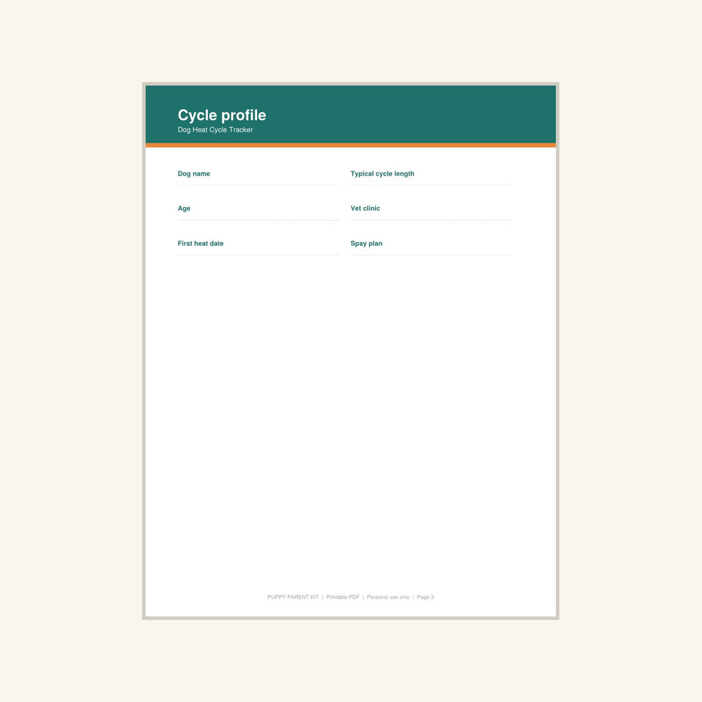 Dog Heat Cycle Tracker printable PDF, image 3