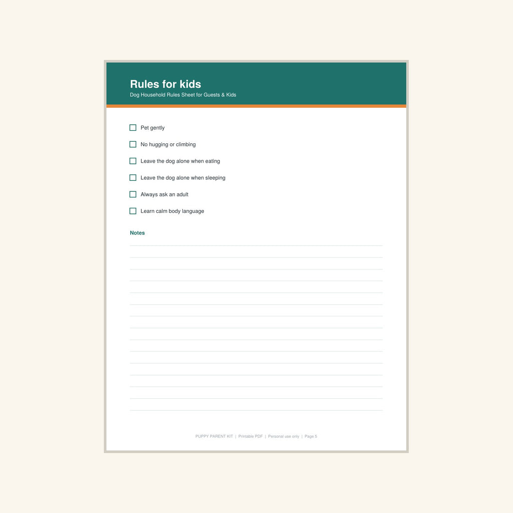Dog Household Rules Sheet for Guests & Kids printable PDF, image 5