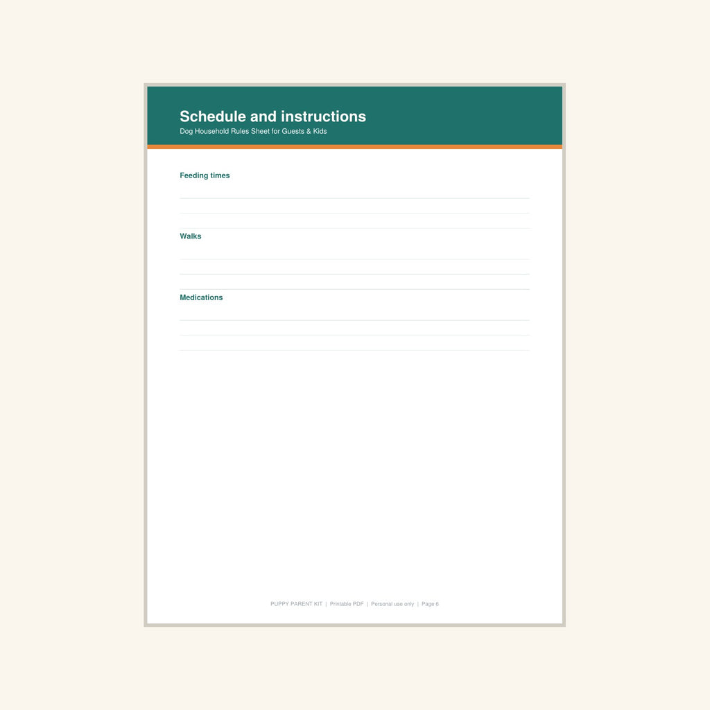 Dog Household Rules Sheet for Guests & Kids printable PDF, image 6