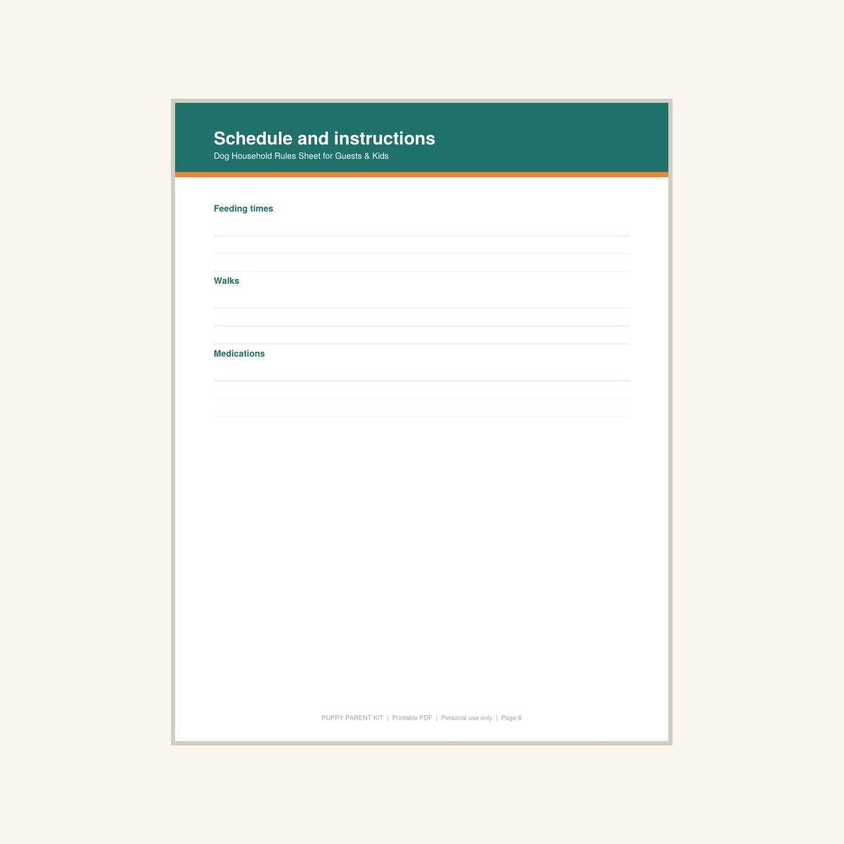 Dog Household Rules Sheet for Guests & Kids printable PDF, image 6