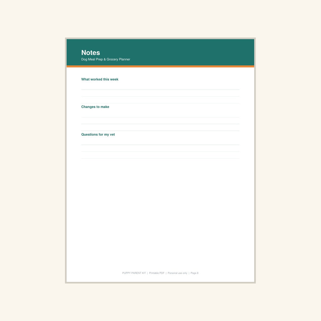 Dog Meal Prep & Grocery Planner printable PDF, image 8