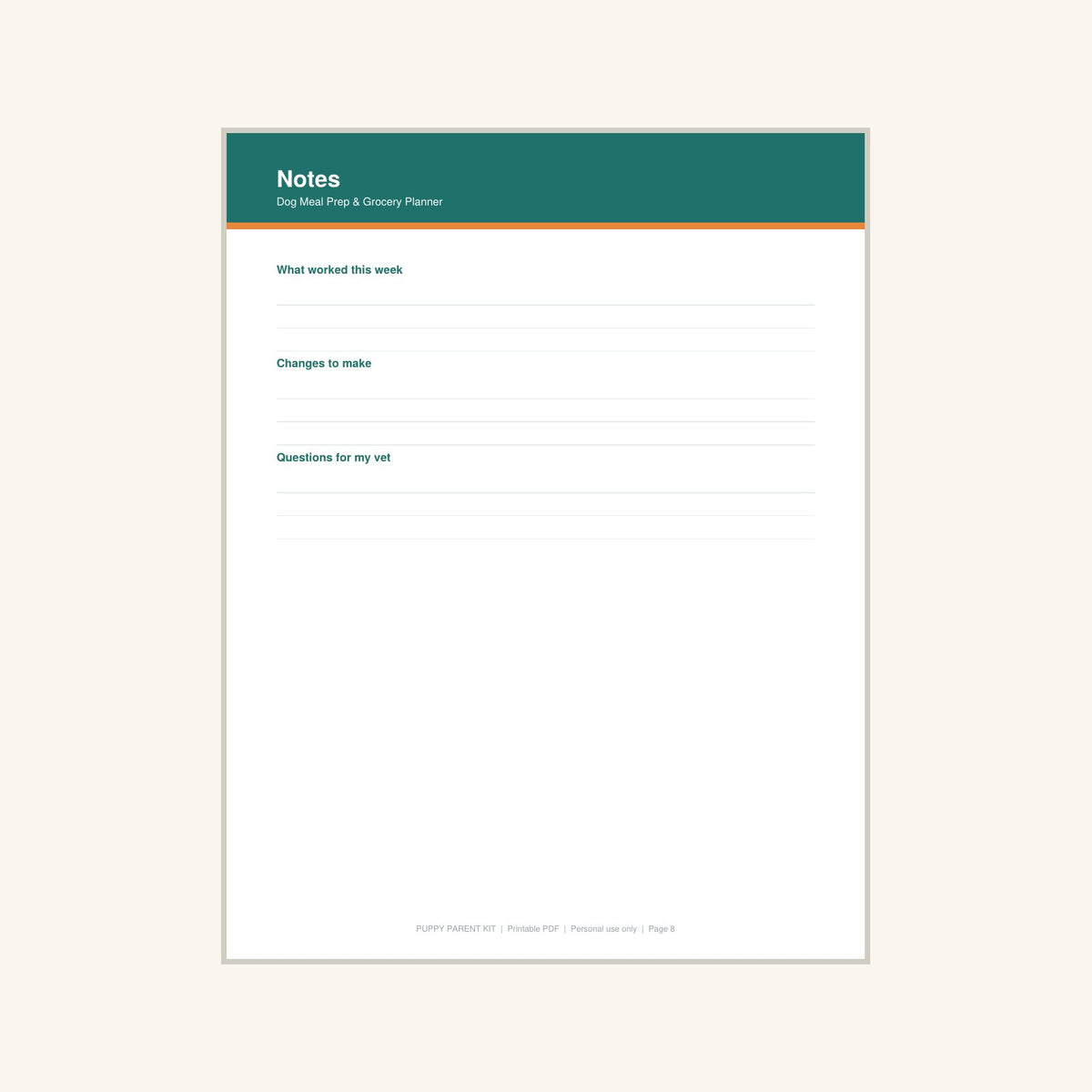 Dog Meal Prep & Grocery Planner printable PDF, image 8