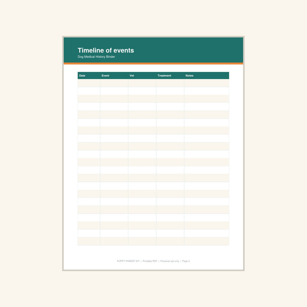 Dog Medical History Binder printable PDF, image 4