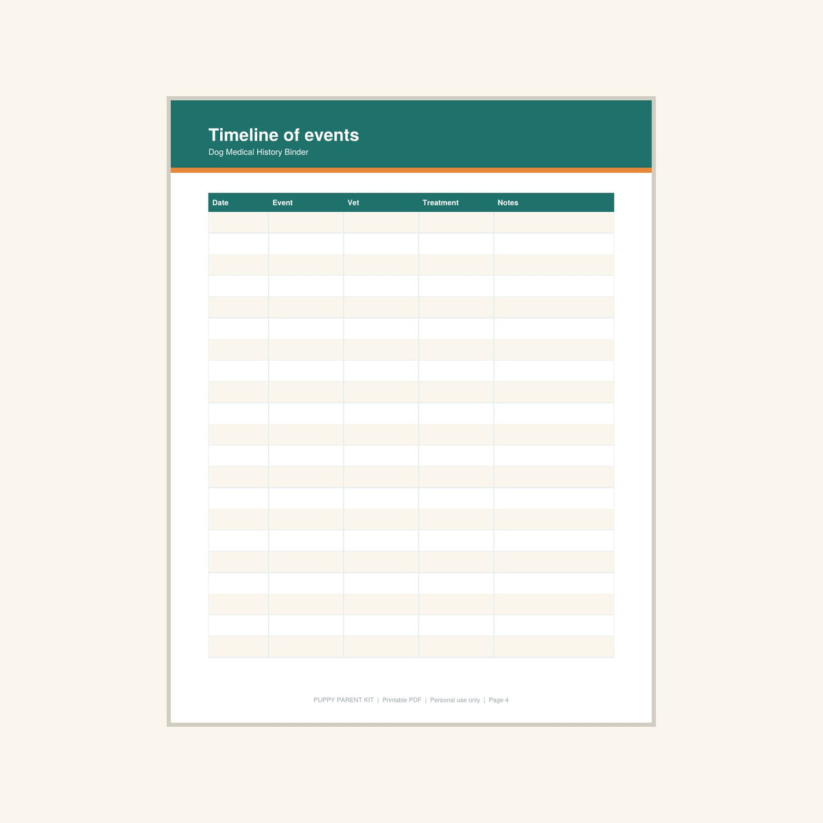 Dog Medical History Binder printable PDF, image 4