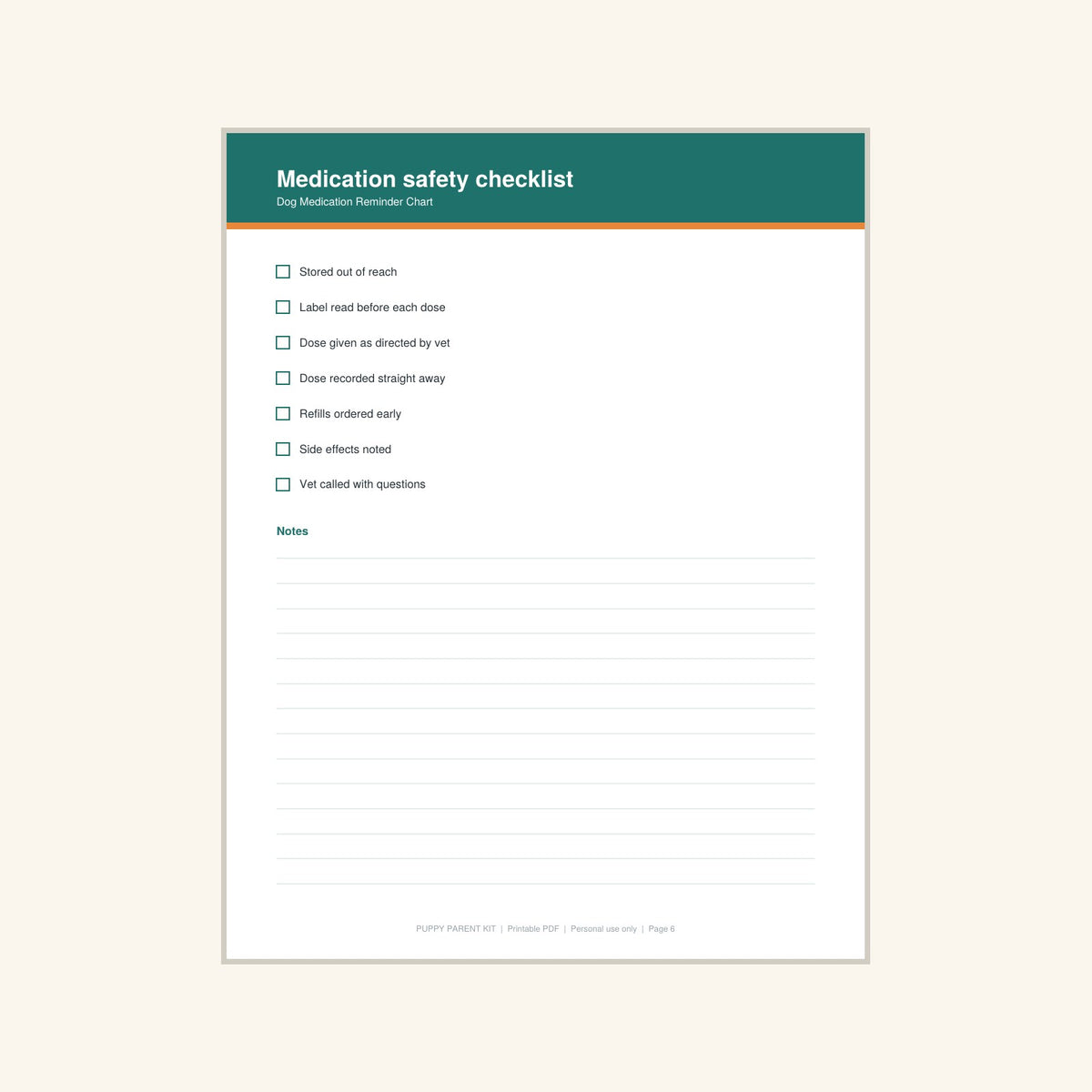 Dog Medication Reminder Chart printable PDF, image 6