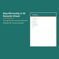 Dog Microchip & ID Records Sheet printable PDF, image 1