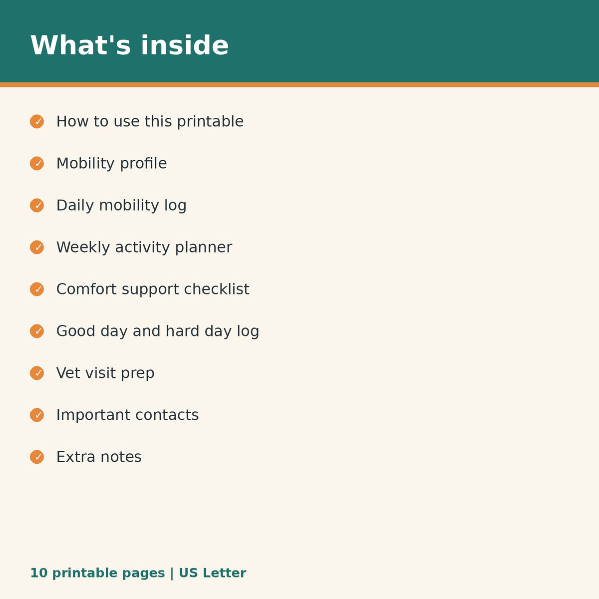 Dog Mobility & Comfort Tracker printable PDF, image 2