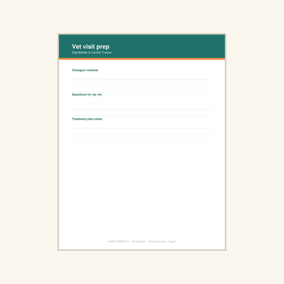 Dog Mobility & Comfort Tracker printable PDF, image 8