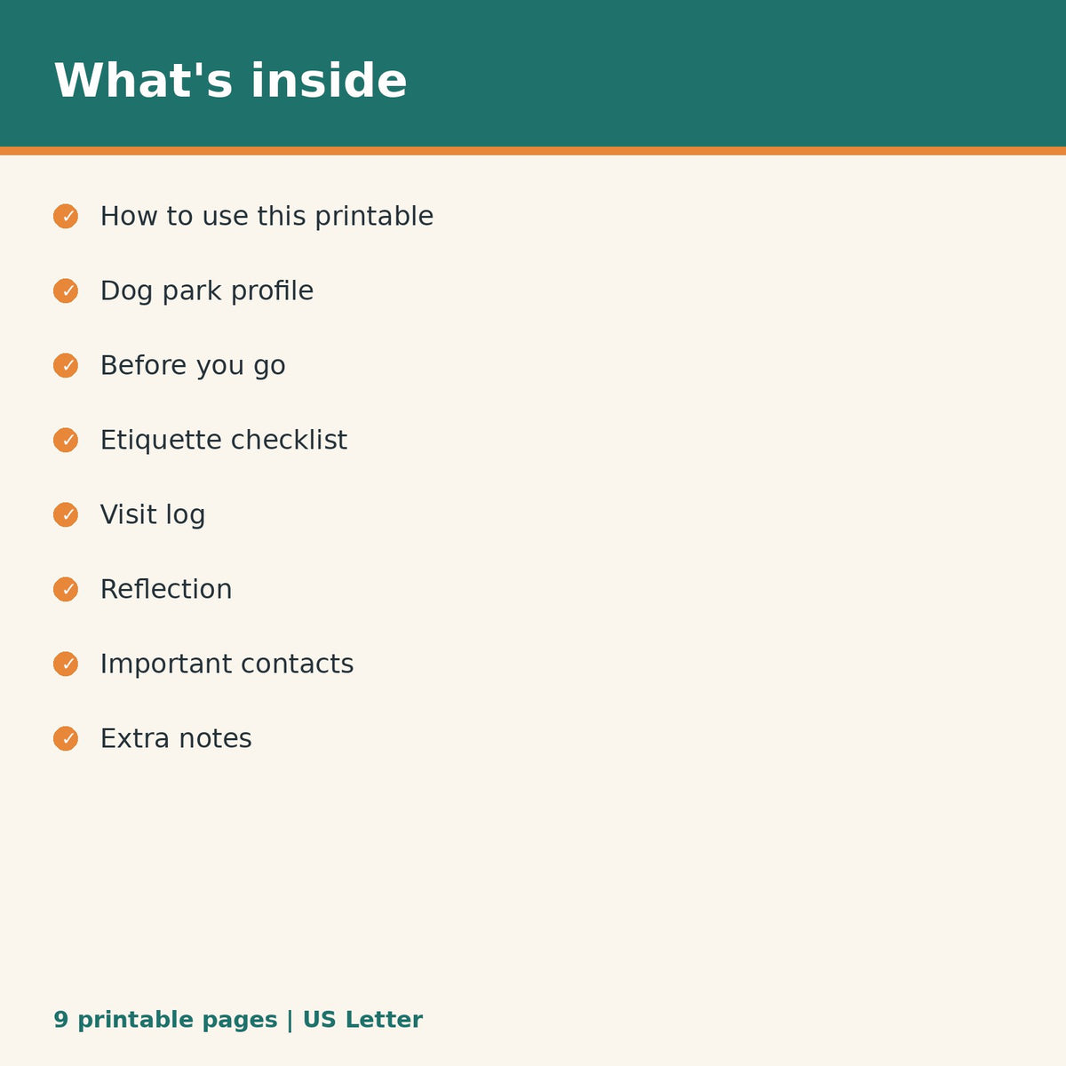 Dog Park Visit Log & Etiquette Checklist printable PDF, image 2