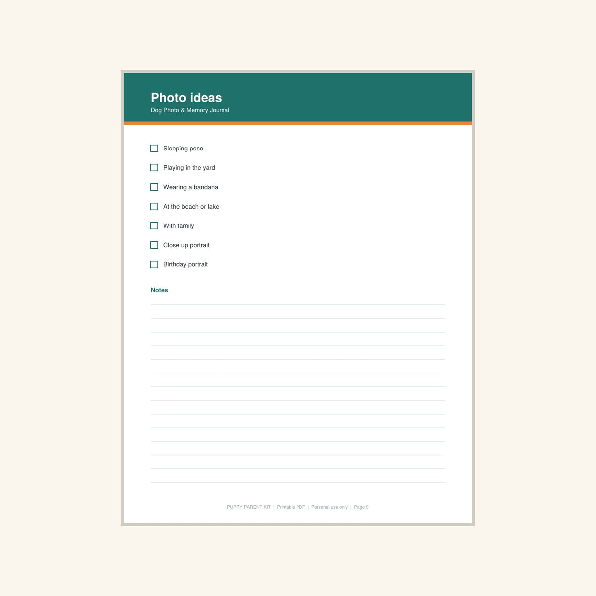 Dog Photo & Memory Journal printable PDF, image 5