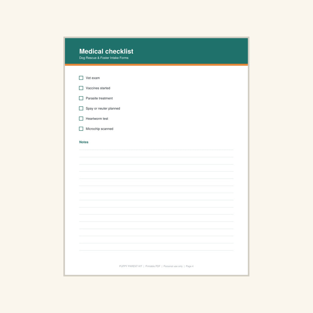 Dog Rescue & Foster Intake Forms printable PDF, image 4