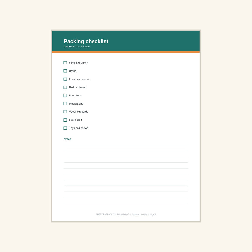 Dog Road Trip Planner printable PDF, image 5