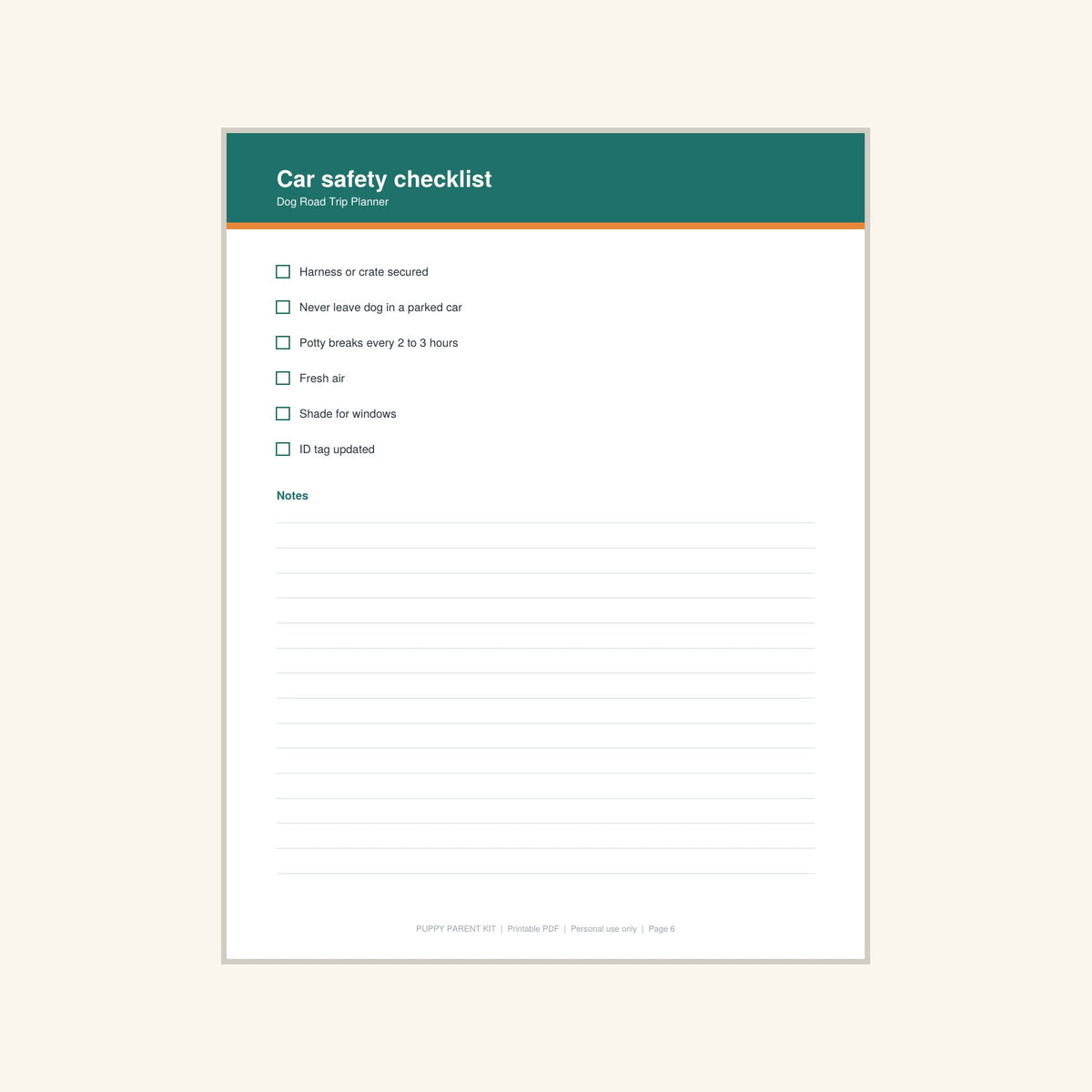 Dog Road Trip Planner printable PDF, image 6