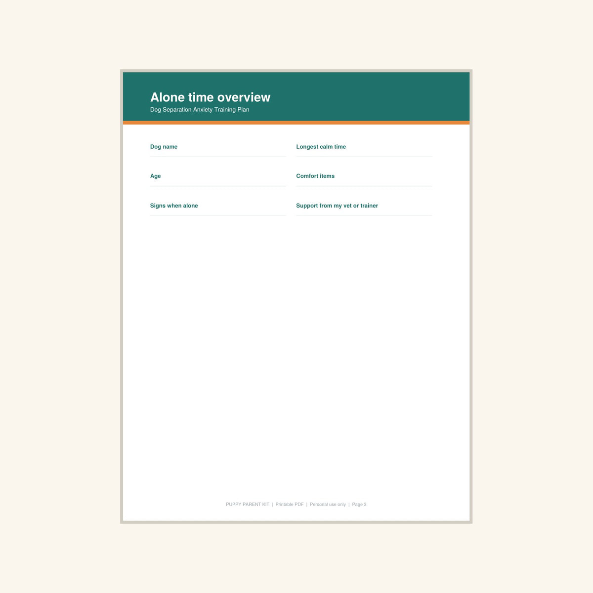 Dog Separation Anxiety Training Plan printable PDF, image 3