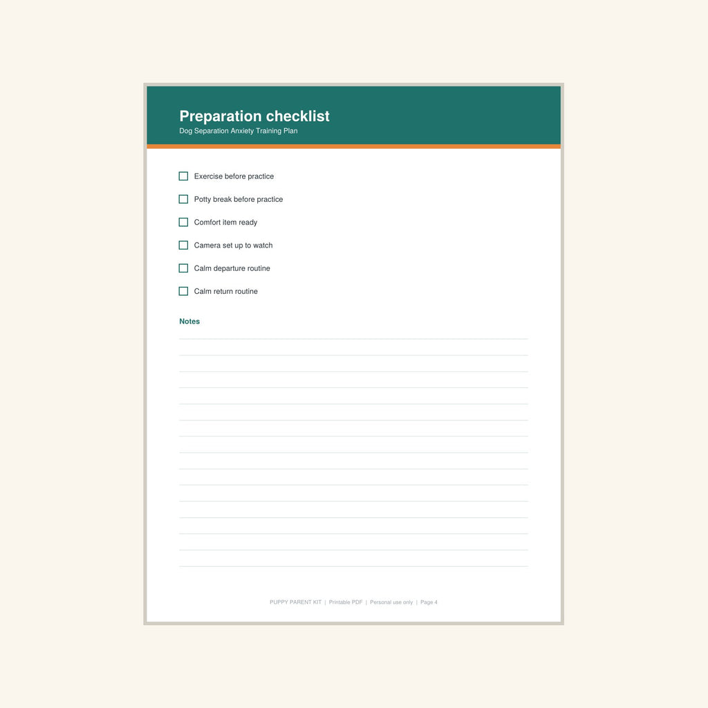 Dog Separation Anxiety Training Plan printable PDF, image 4