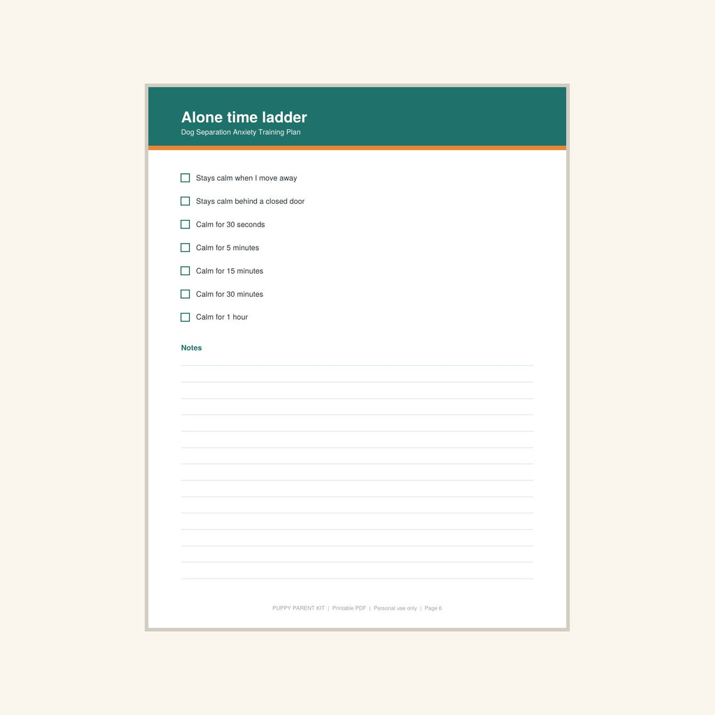 Dog Separation Anxiety Training Plan printable PDF, image 6