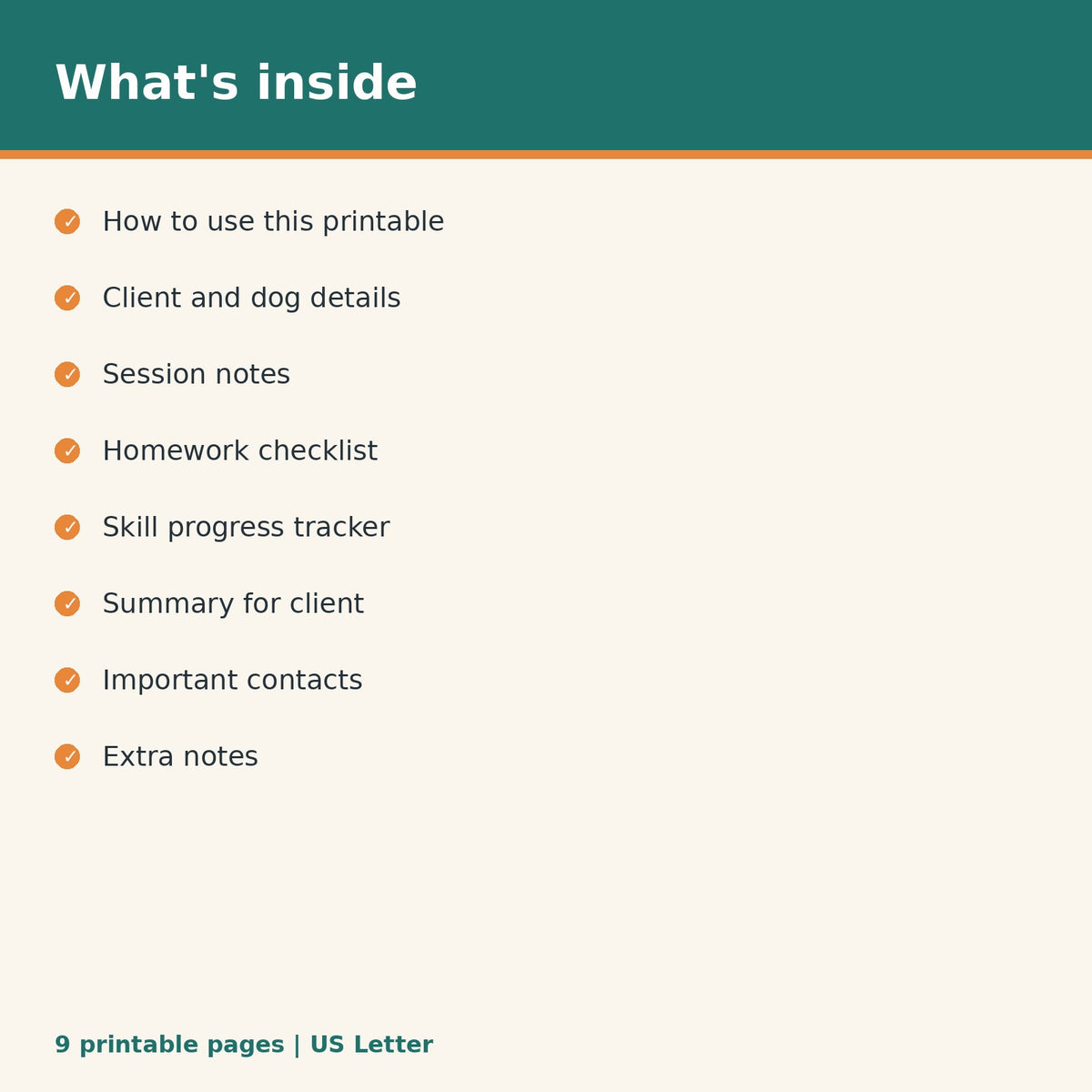 Dog Trainer Session Notes Template printable PDF, image 2
