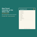 Dog Travel Checklist & Pet Sitter Info printable PDF, image 1