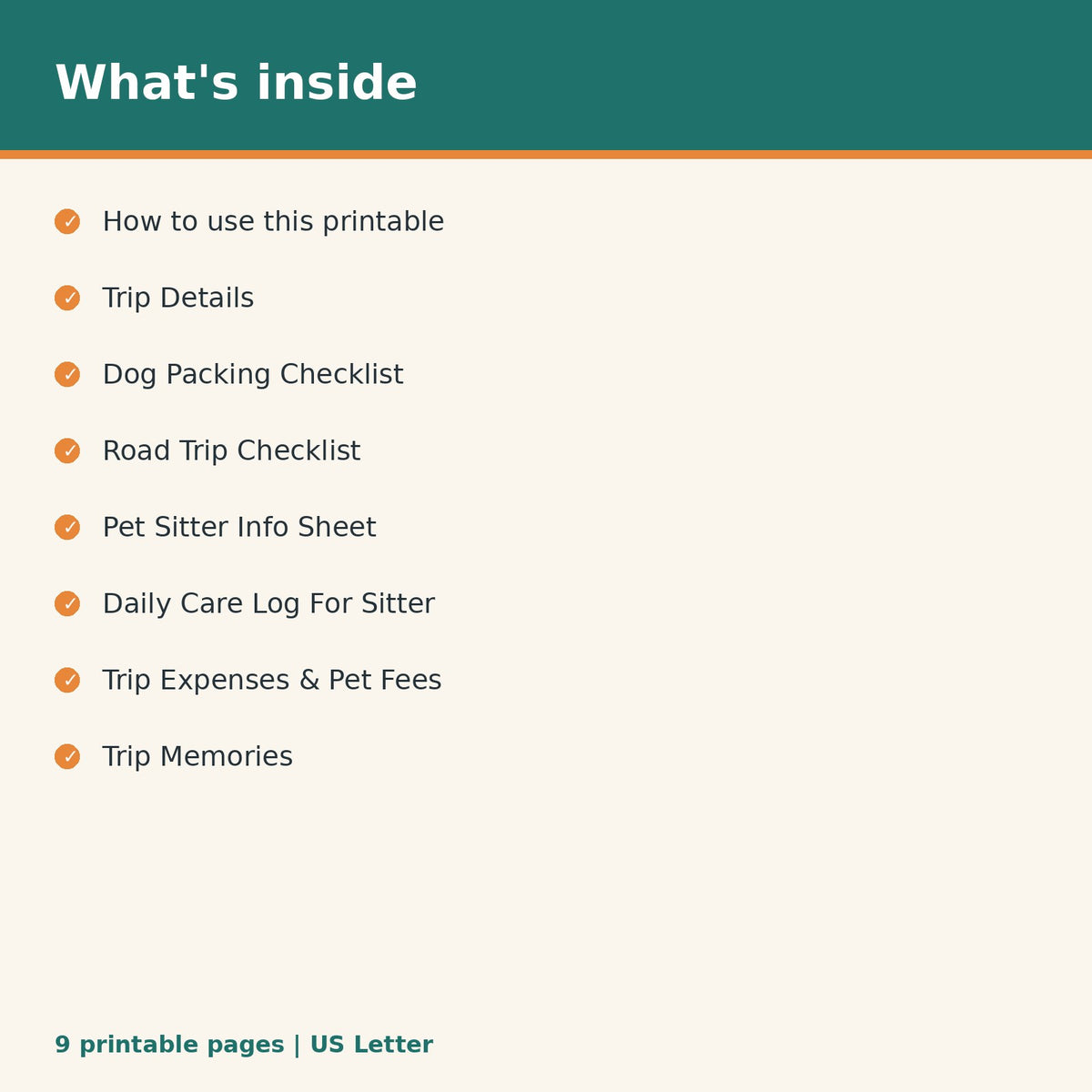 Dog Travel Checklist & Pet Sitter Info printable PDF, image 2