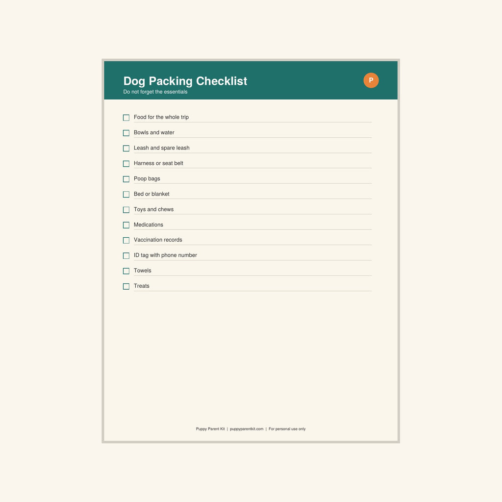Dog Travel Checklist & Pet Sitter Info printable PDF, image 4