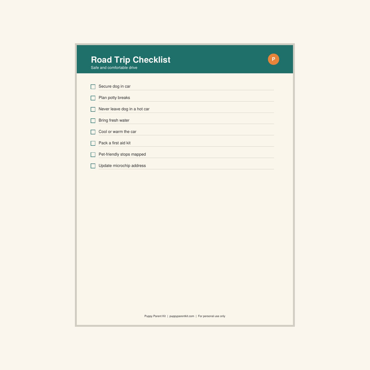 Dog Travel Checklist & Pet Sitter Info printable PDF, image 5
