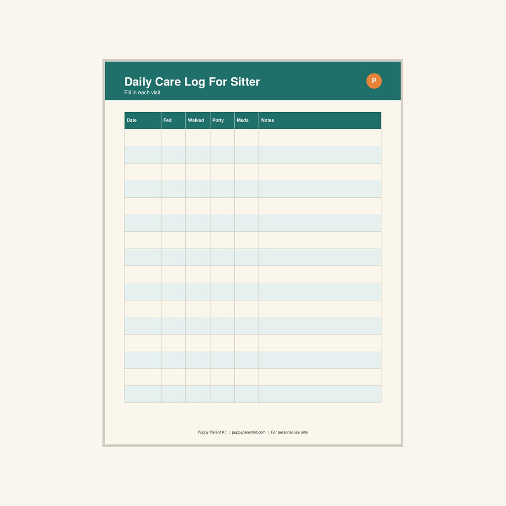 Dog Travel Checklist & Pet Sitter Info printable PDF, image 7