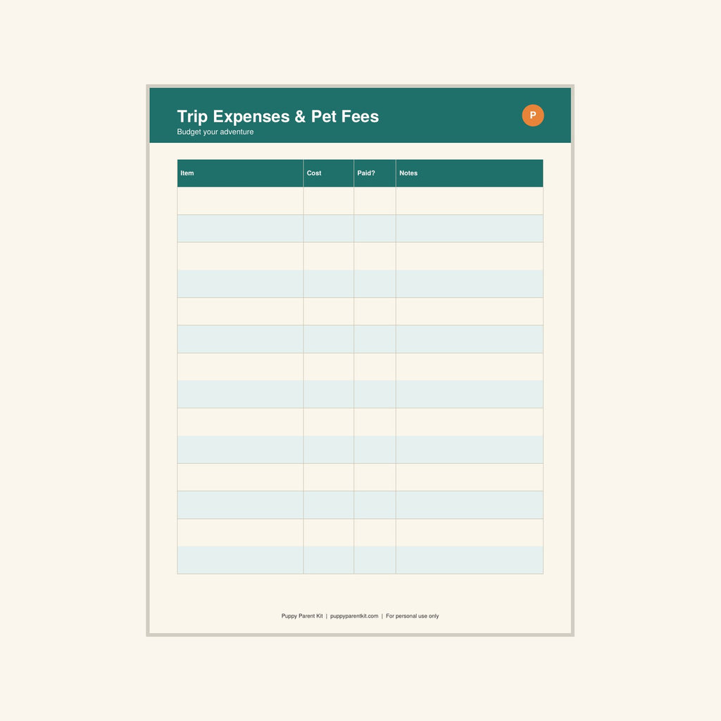 Dog Travel Checklist & Pet Sitter Info printable PDF, image 8