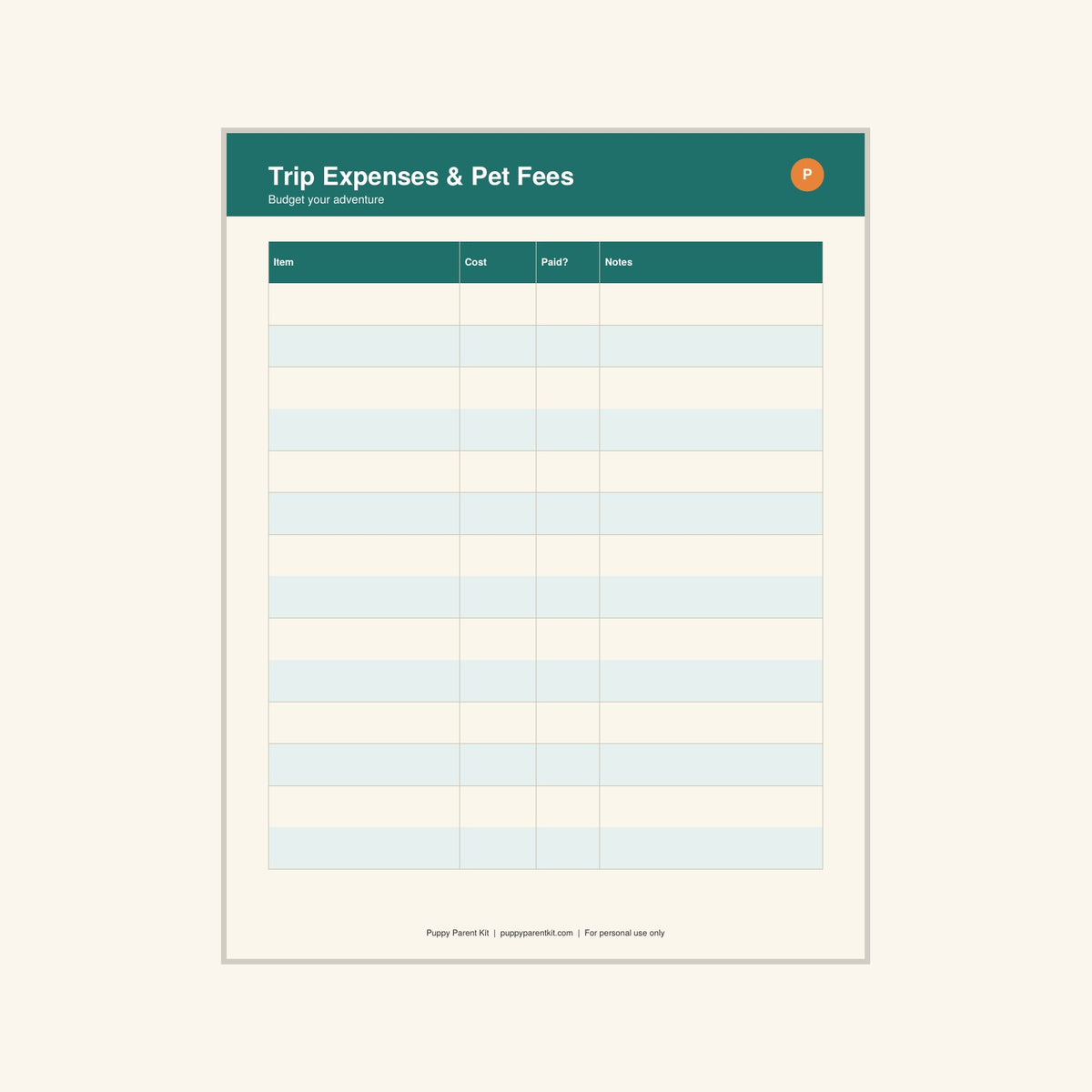Dog Travel Checklist & Pet Sitter Info printable PDF, image 8