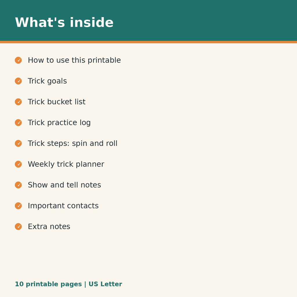 Dog Trick Training Tracker printable PDF, image 2