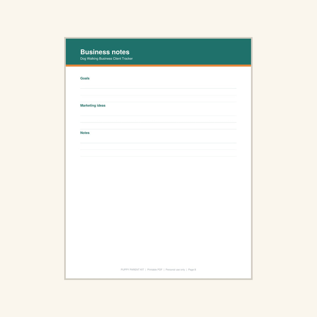 Dog Walking Business Client Tracker printable PDF, image 8