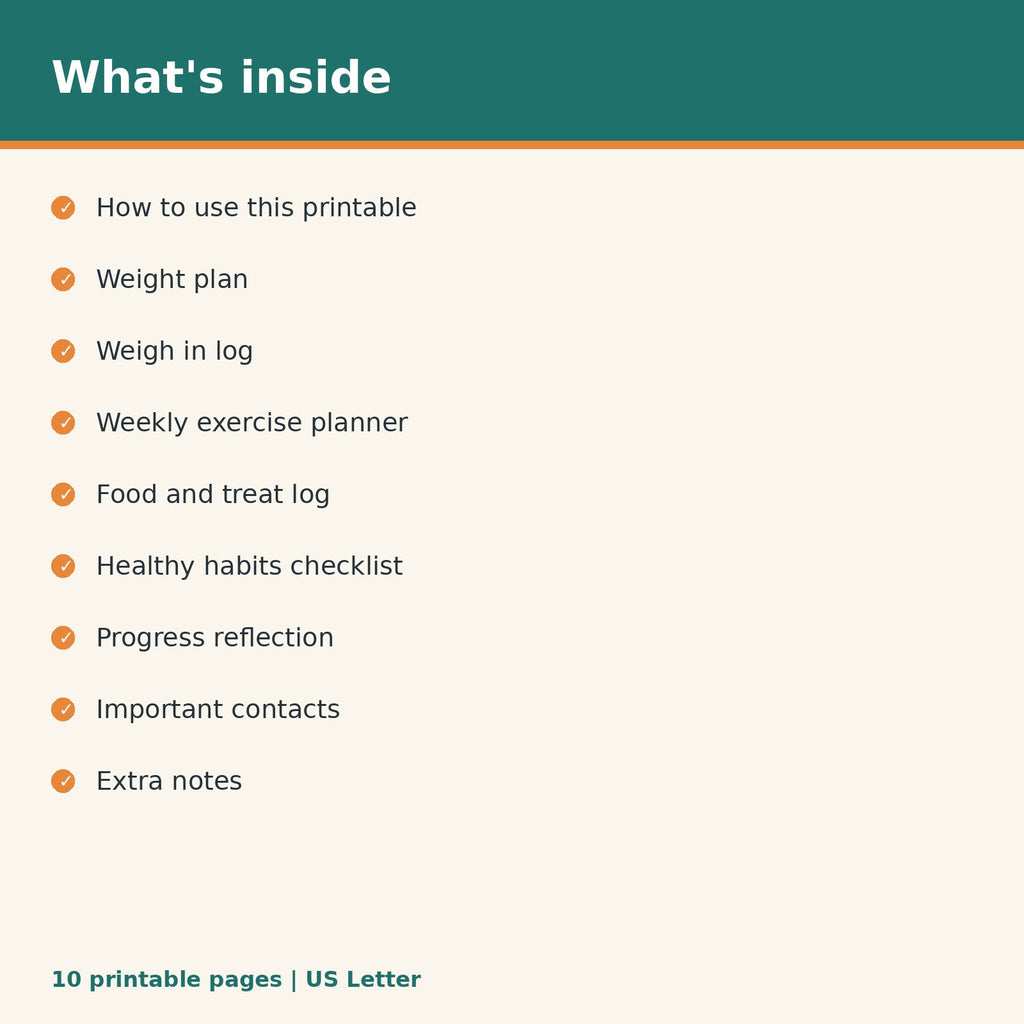 Dog Weight Loss & Fitness Tracker printable PDF, image 2