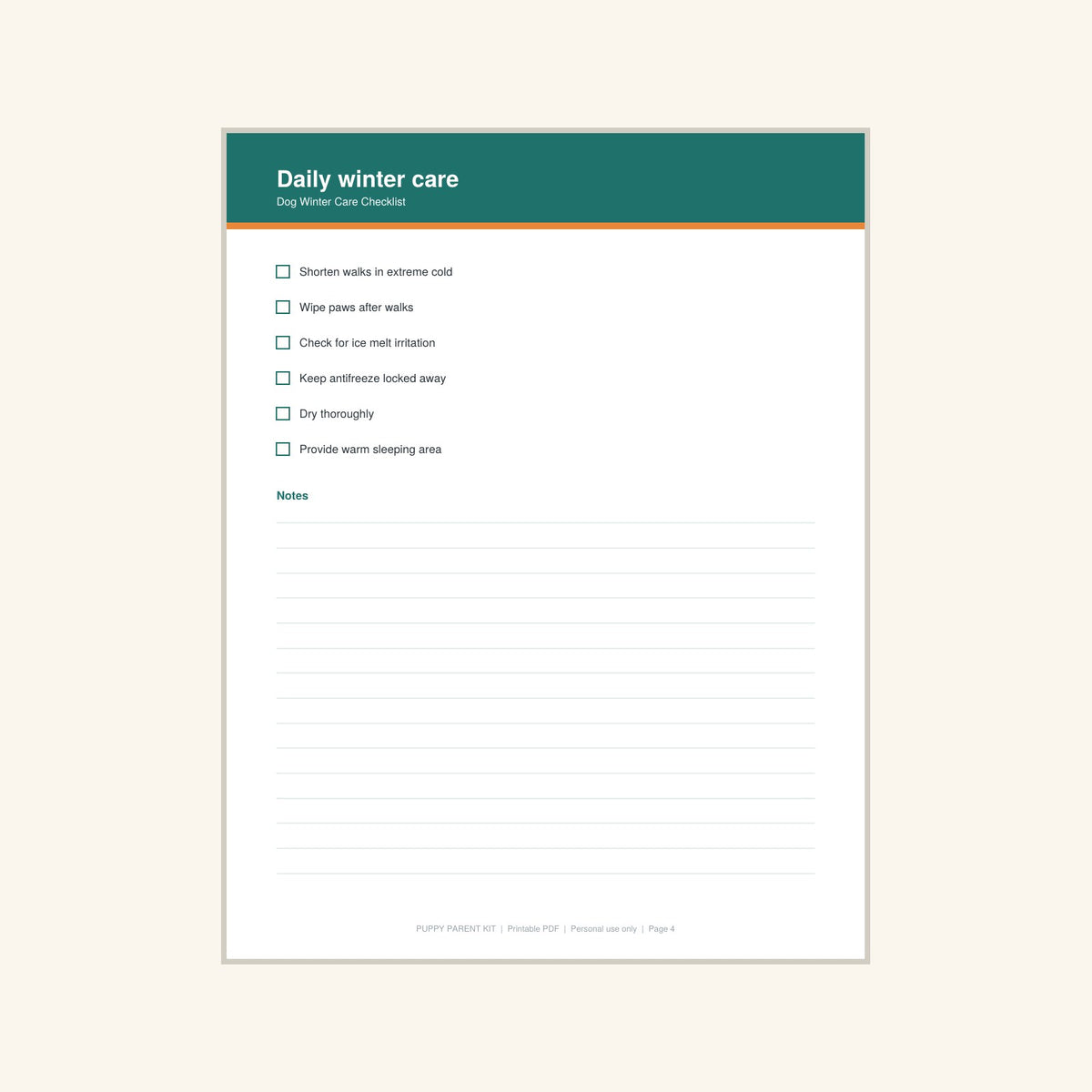 Dog Winter Care Checklist printable PDF, image 4