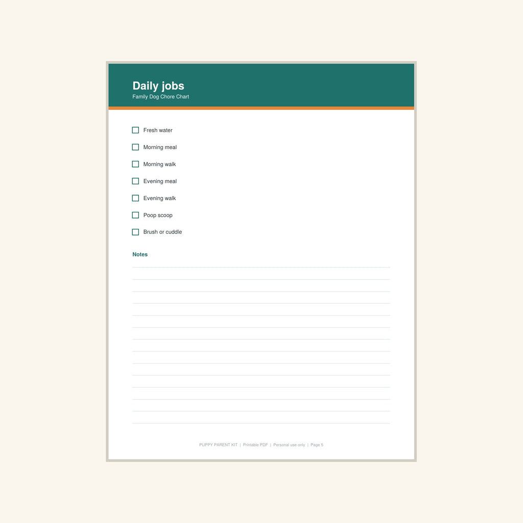 Family Dog Chore Chart printable PDF, image 5
