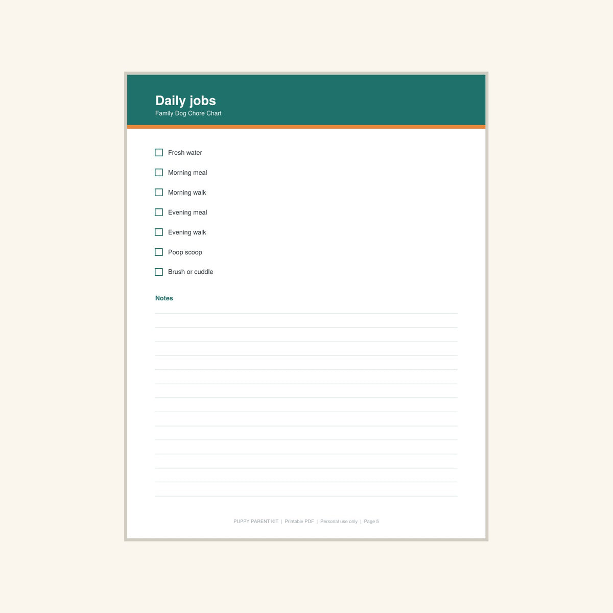 Family Dog Chore Chart printable PDF, image 5