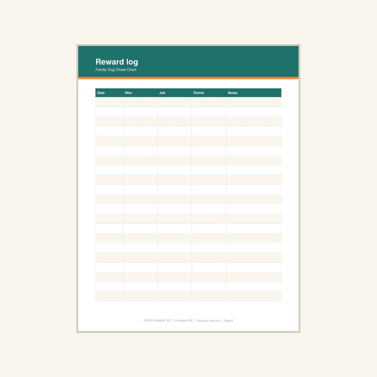 Family Dog Chore Chart printable PDF, image 6