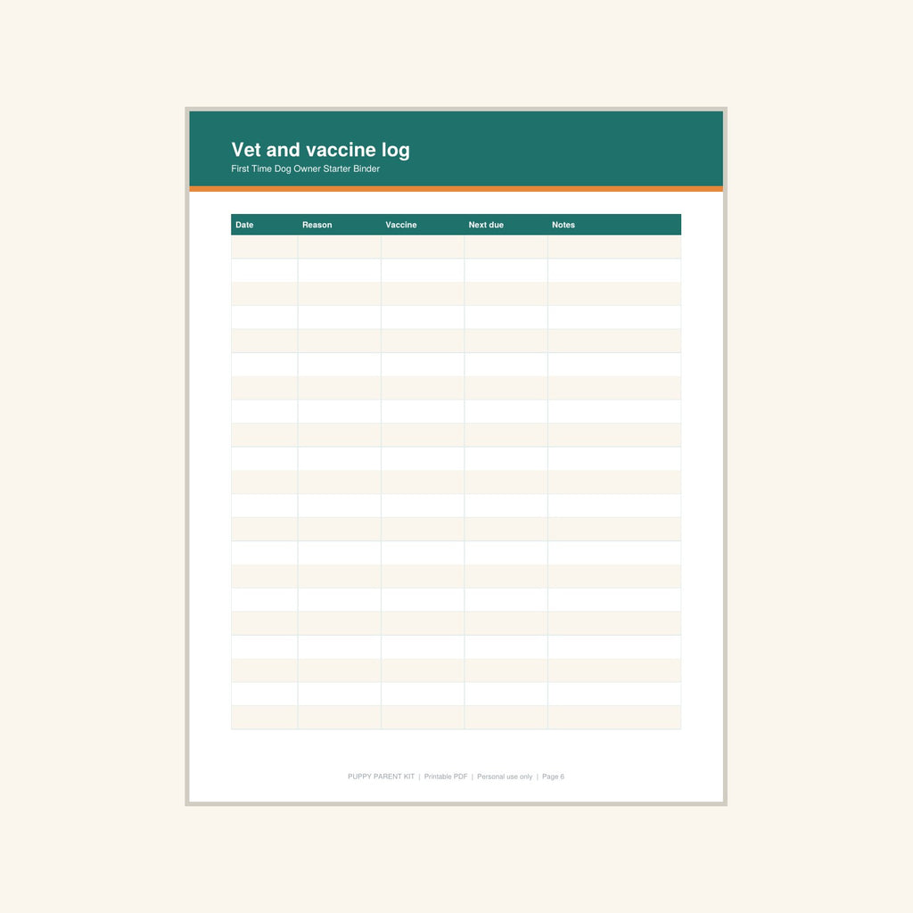 First Time Dog Owner Starter Binder printable PDF, image 6