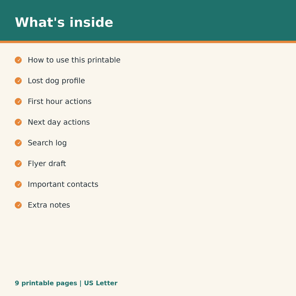 Lost Dog Recovery Plan Checklist printable PDF, image 2