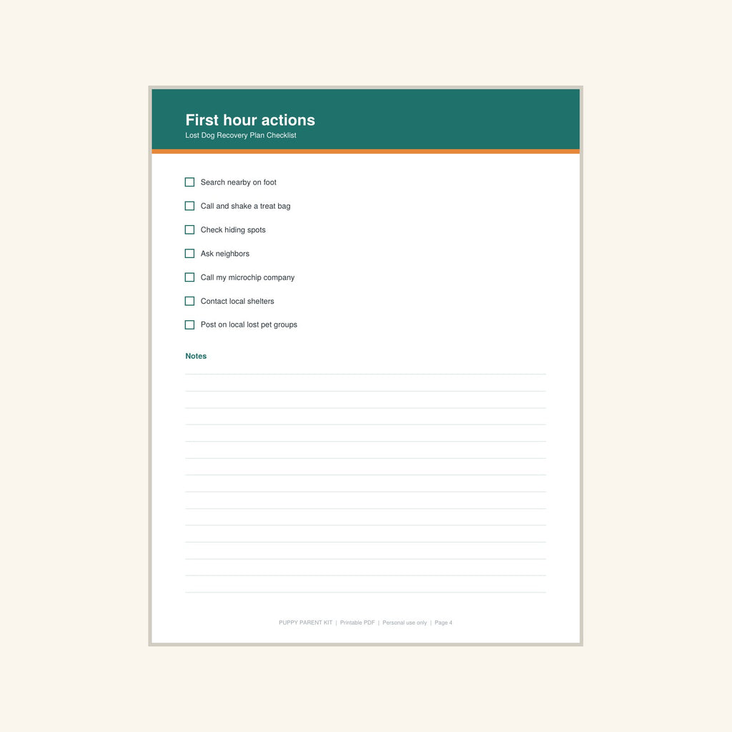 Lost Dog Recovery Plan Checklist printable PDF, image 4