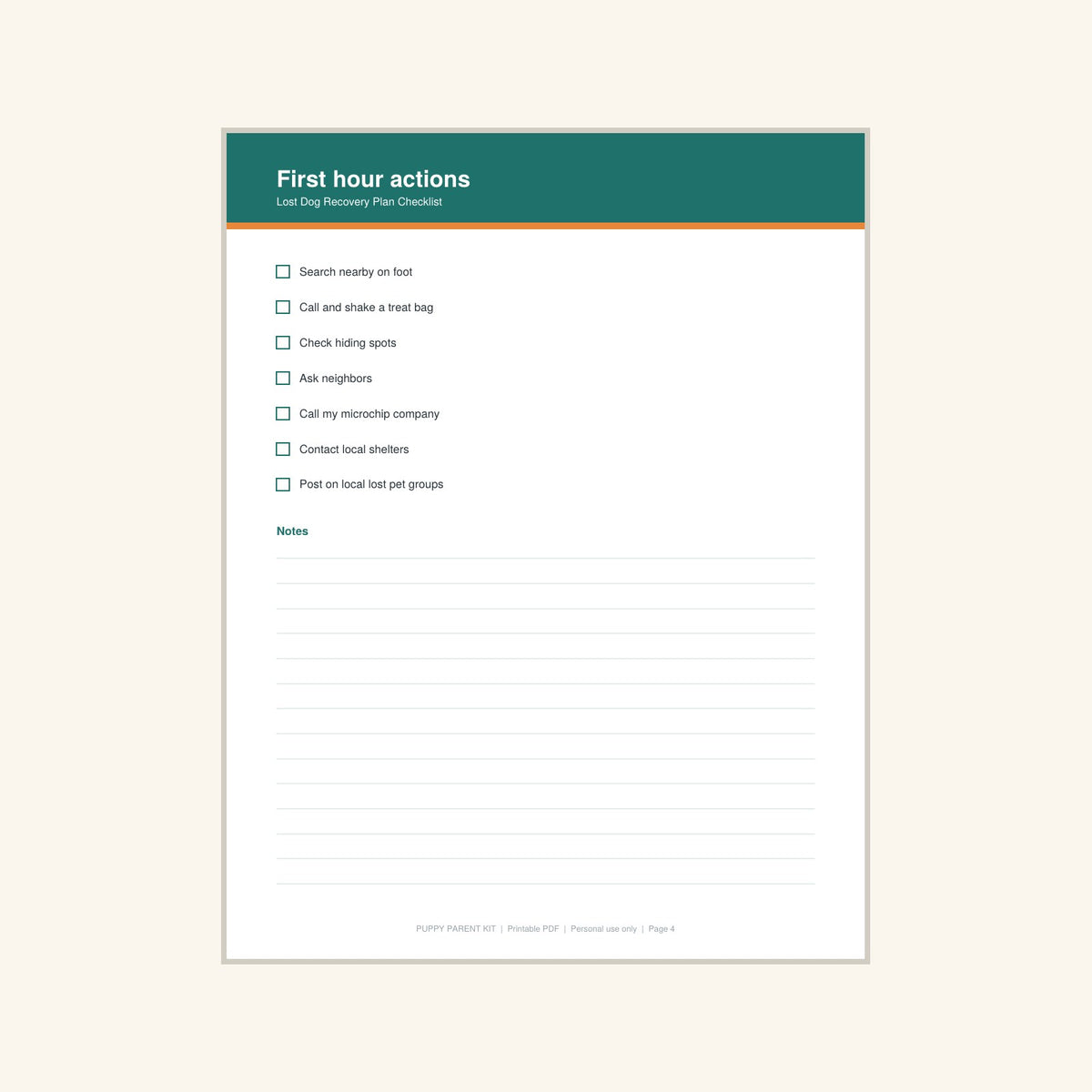 Lost Dog Recovery Plan Checklist printable PDF, image 4