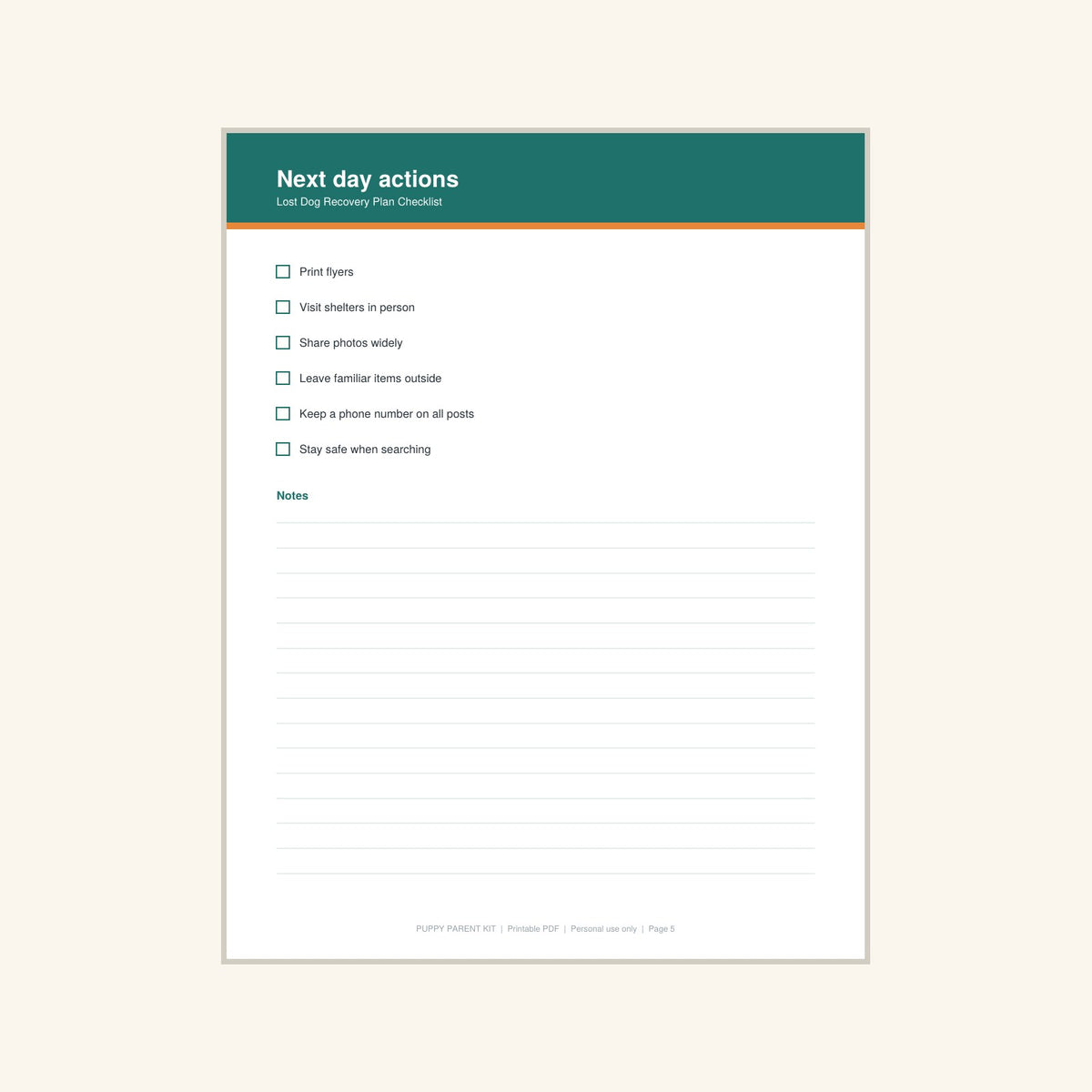 Lost Dog Recovery Plan Checklist printable PDF, image 5
