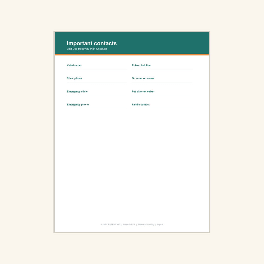 Lost Dog Recovery Plan Checklist printable PDF, image 8