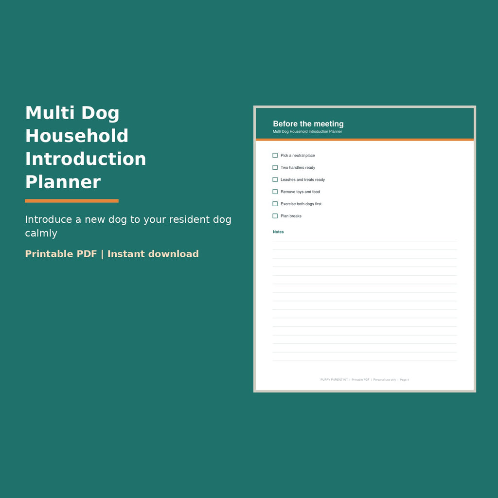 Multi Dog Household Introduction Planner printable PDF, image 1