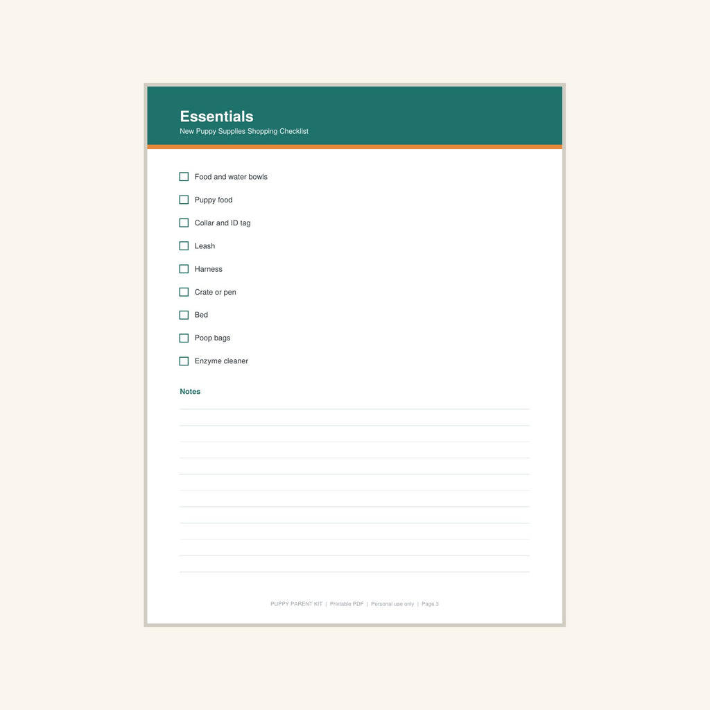 New Puppy Supplies Shopping Checklist printable PDF, image 3