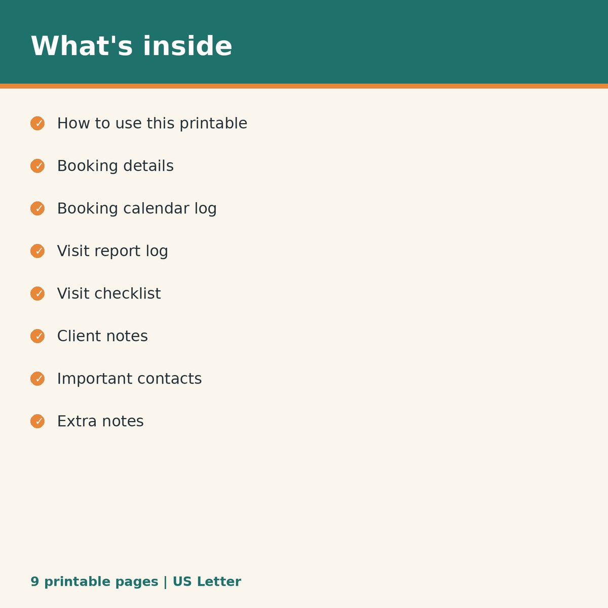 Pet Sitter Booking & Visit Log printable PDF, image 2
