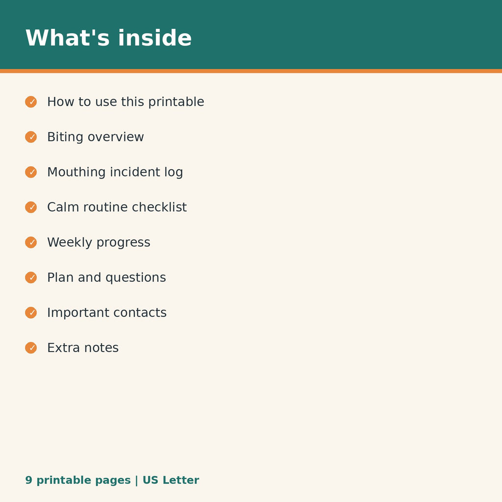 Puppy Bite Inhibition Training Log printable PDF, image 2