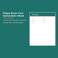 Puppy Buyer Care Instructions Sheet printable PDF, image 1