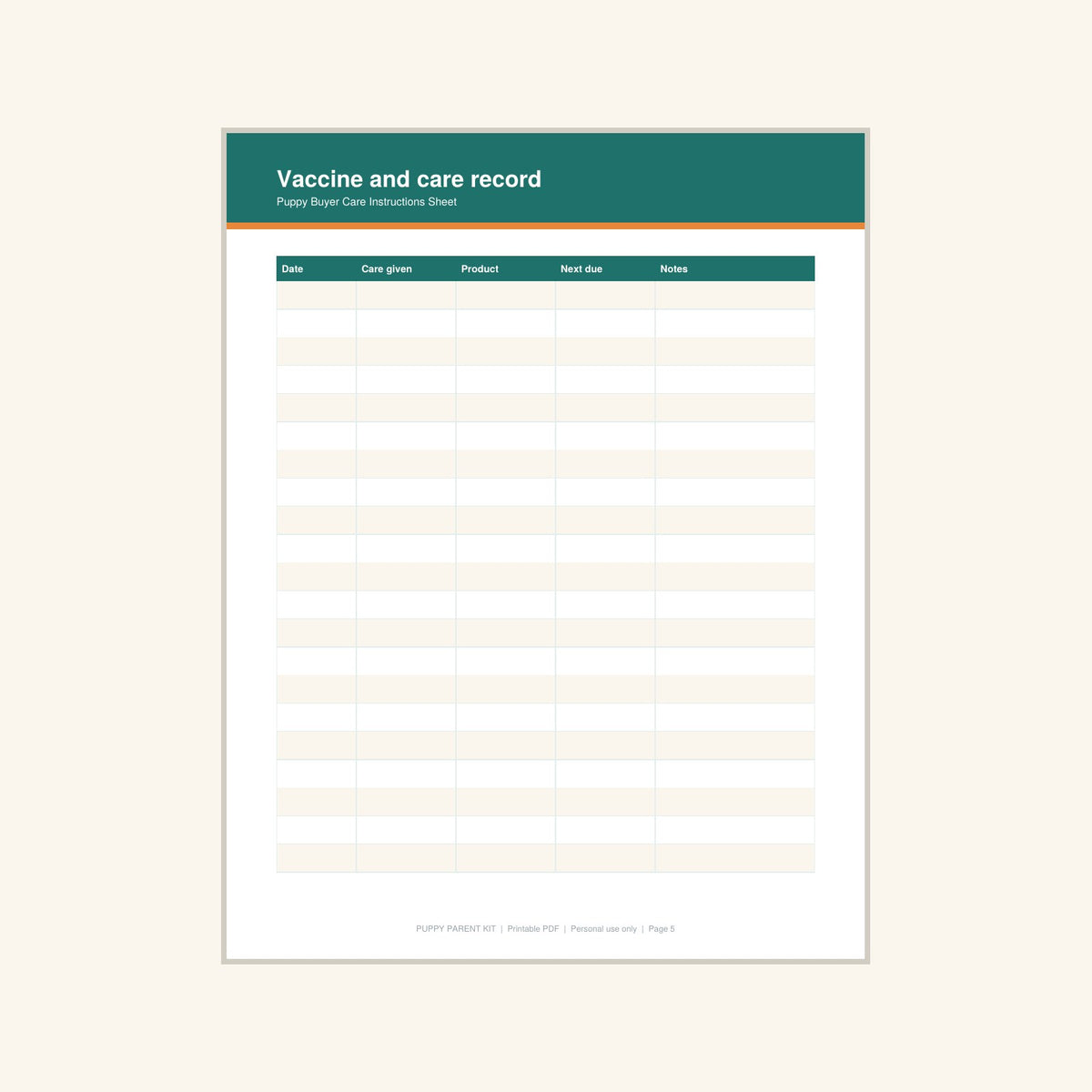 Puppy Buyer Care Instructions Sheet printable PDF, image 5