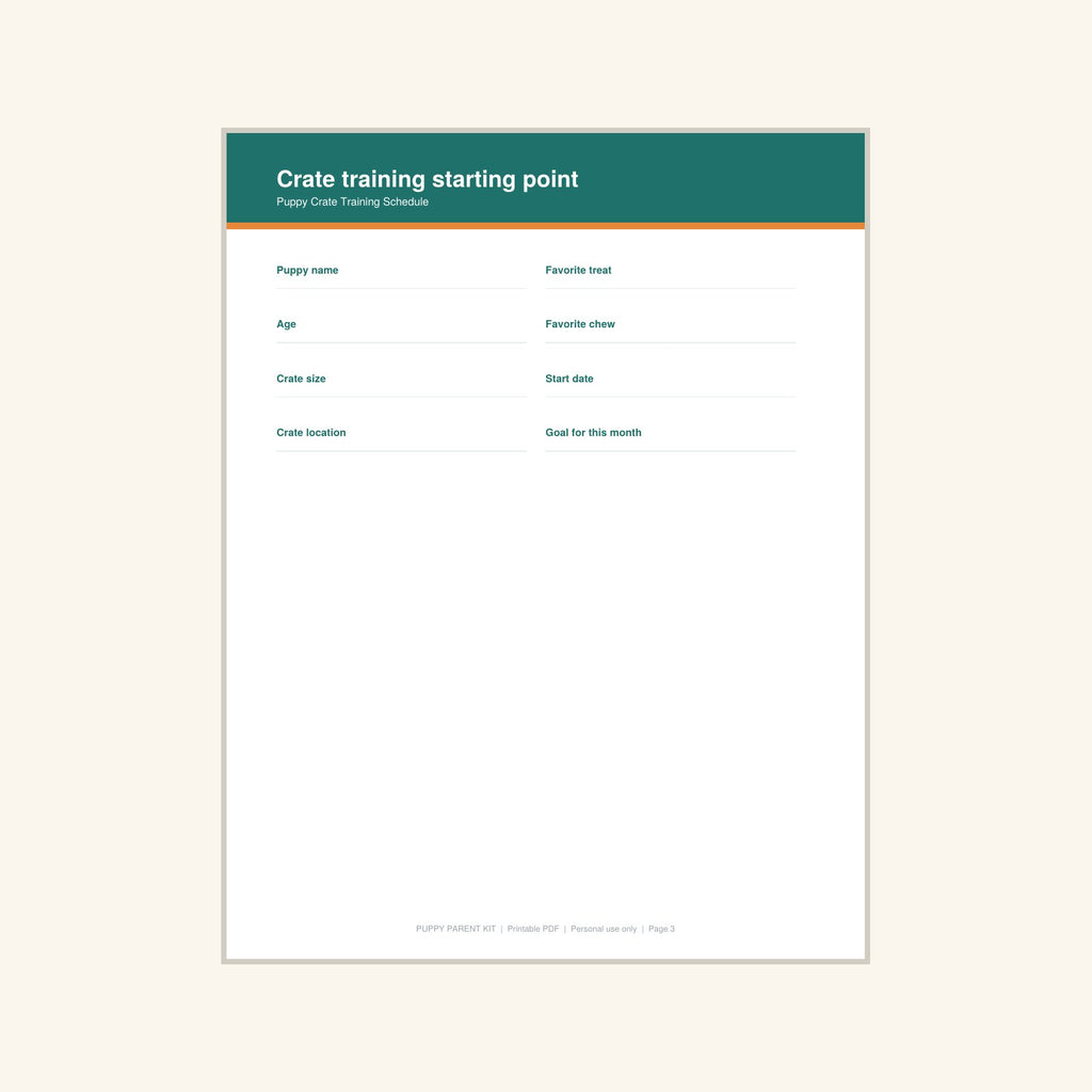 Puppy Crate Training Schedule printable PDF, image 3