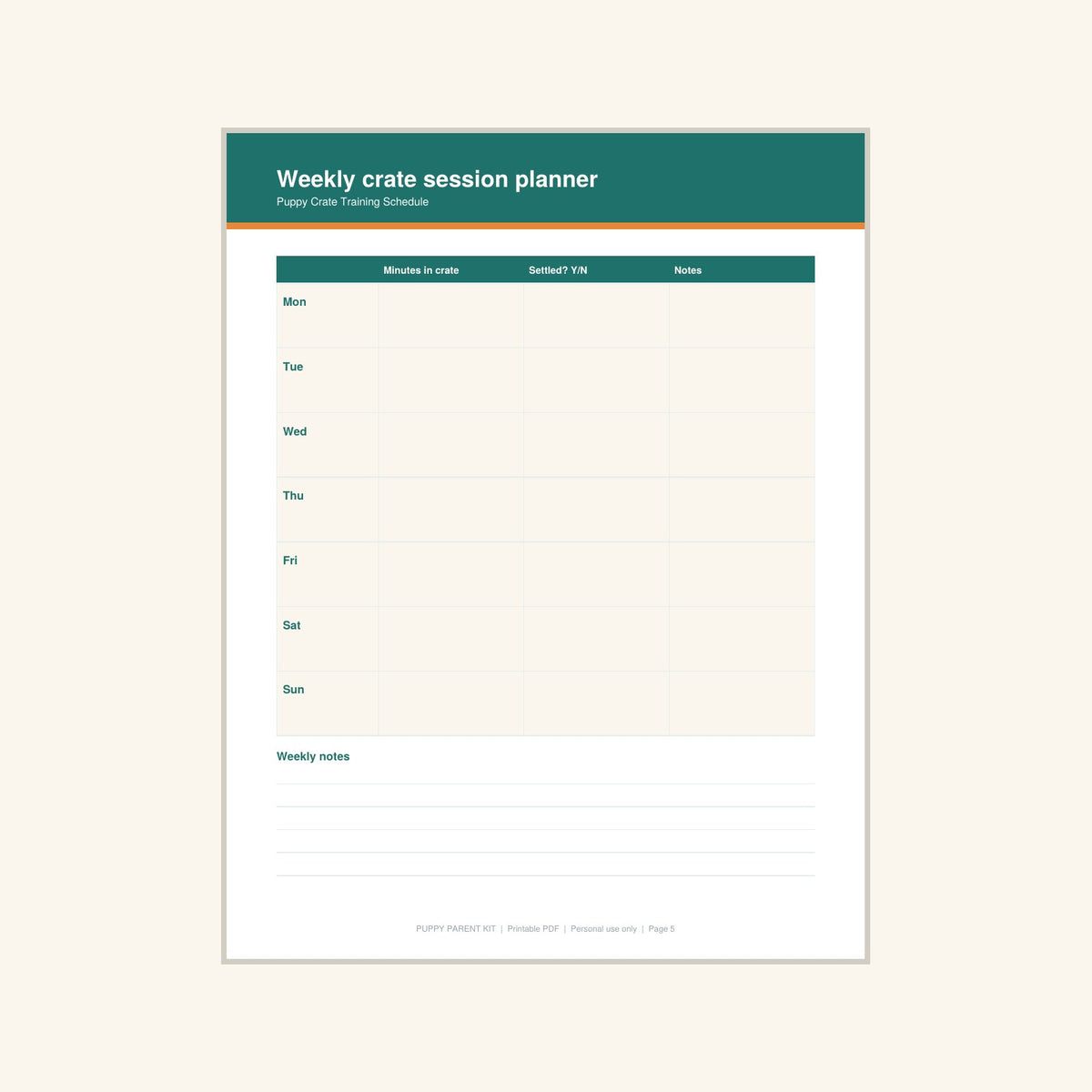 Puppy Crate Training Schedule printable PDF, image 5