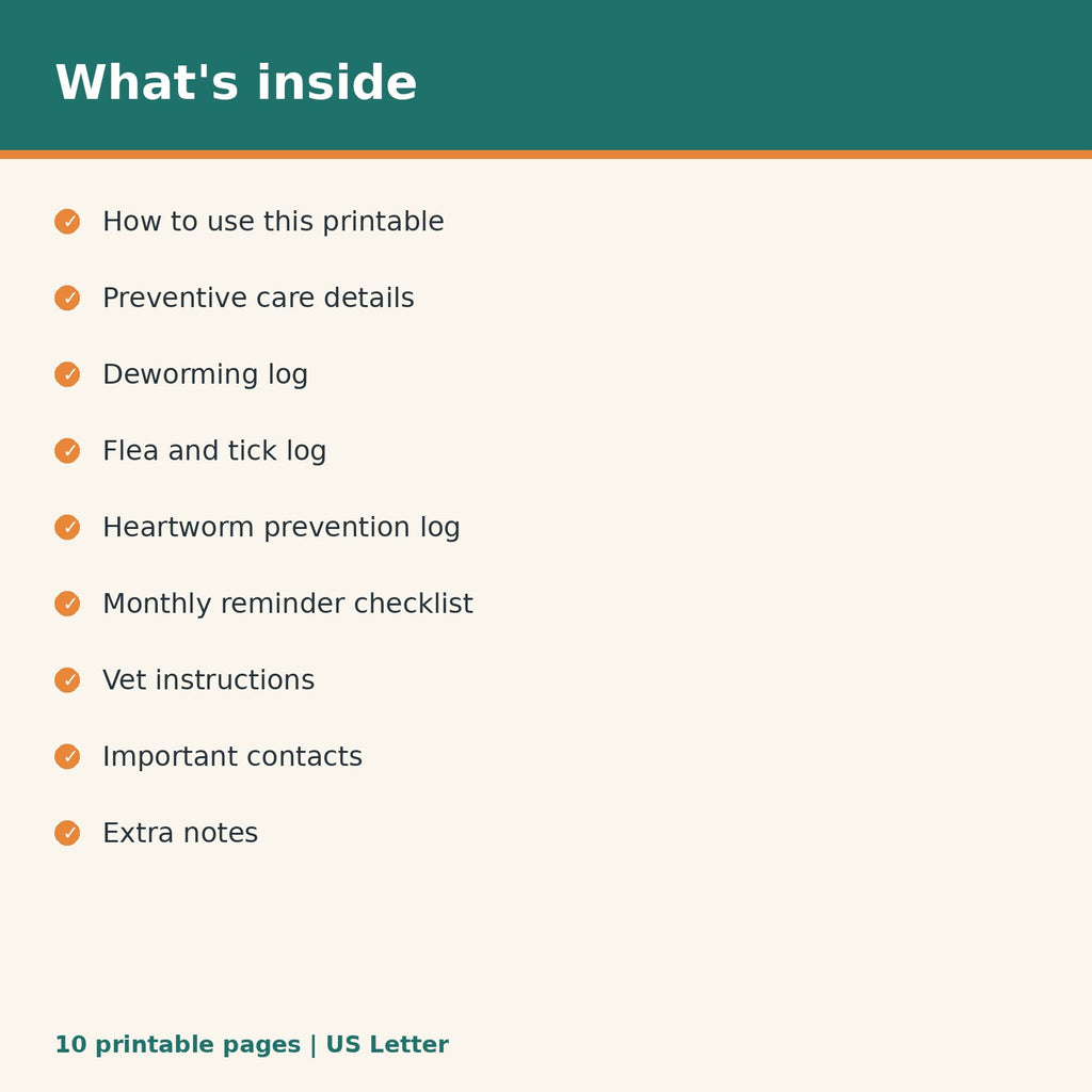 Puppy Deworming, Flea & Tick Tracker printable PDF, image 2